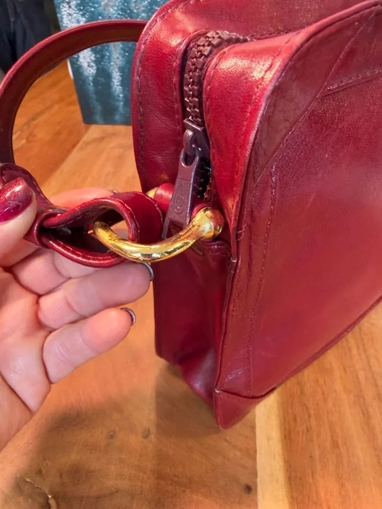 Dansk Vintage 1990s Minimalist Leather Crossbody Bag Burgundy (GUC) - Picture 13 of 16